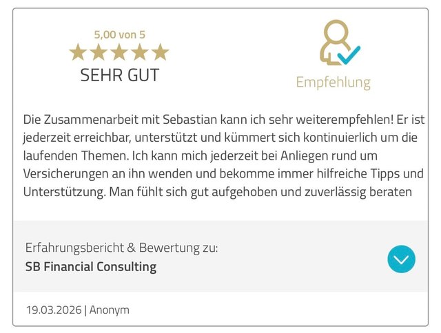 Kundenbewertung SB Financial Consulting, 5 von 5 Sternen